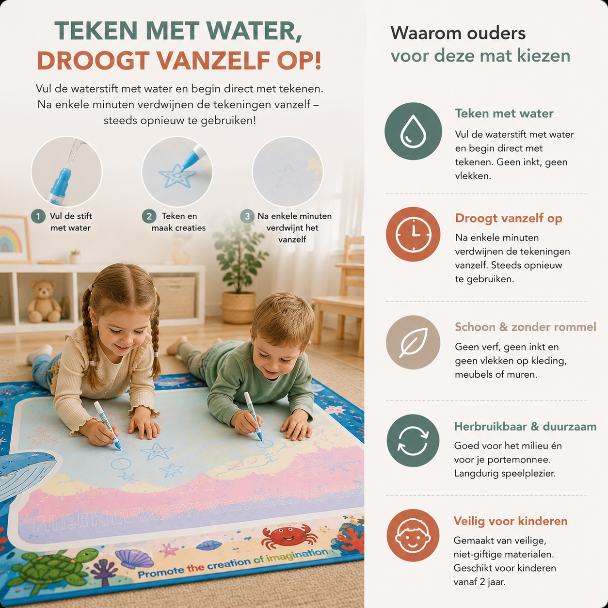 AquaDoodle™ Magische Watertekenmat | Tekenen Zonder Rommel